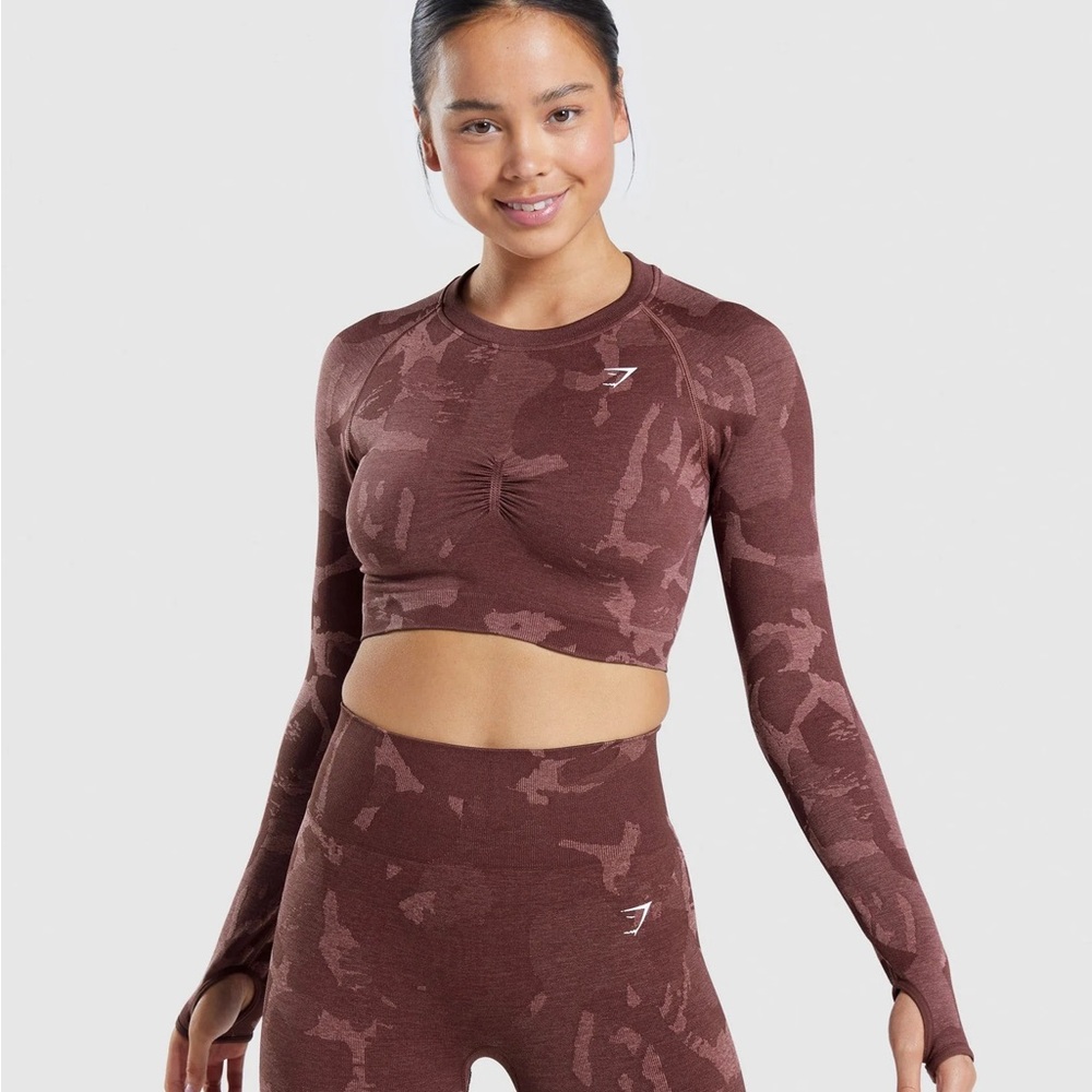 Gymshark Women's Savanna | Cherry Brown Long Sleeve Crop Top